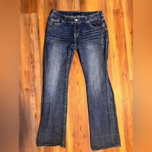 Women’s Rock and Roll Blue Denim Jeans mid rise 34x36